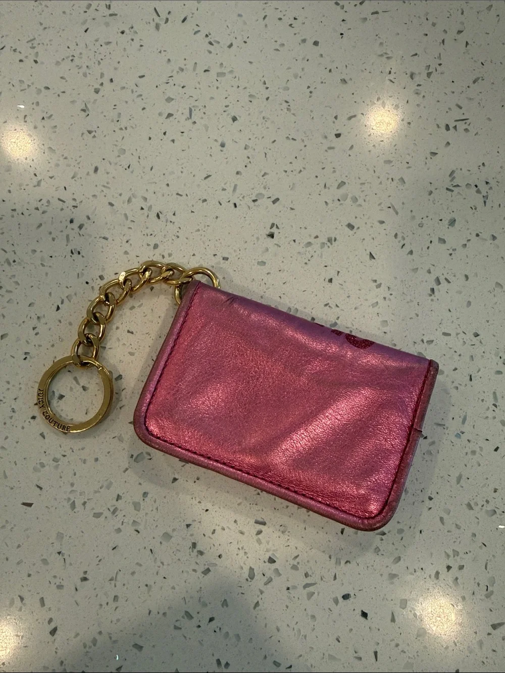 Vintage Juicy Couture Metallic Pink Glitter Card Holder Keychain